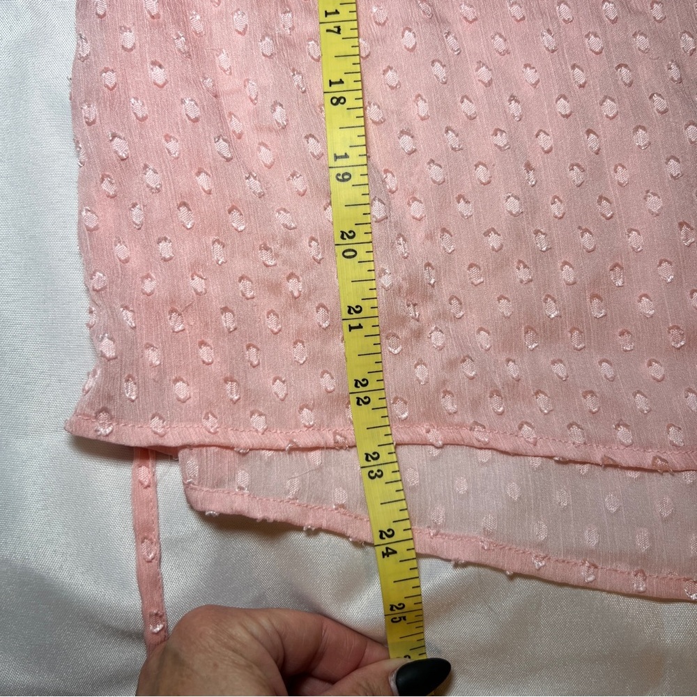 Jennifer Lopez Pink Sheer‎ Blouse Tie Waist Coquette XS - Picture 13 of 14